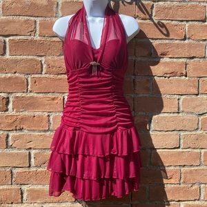 Burgundy Halter Dress
